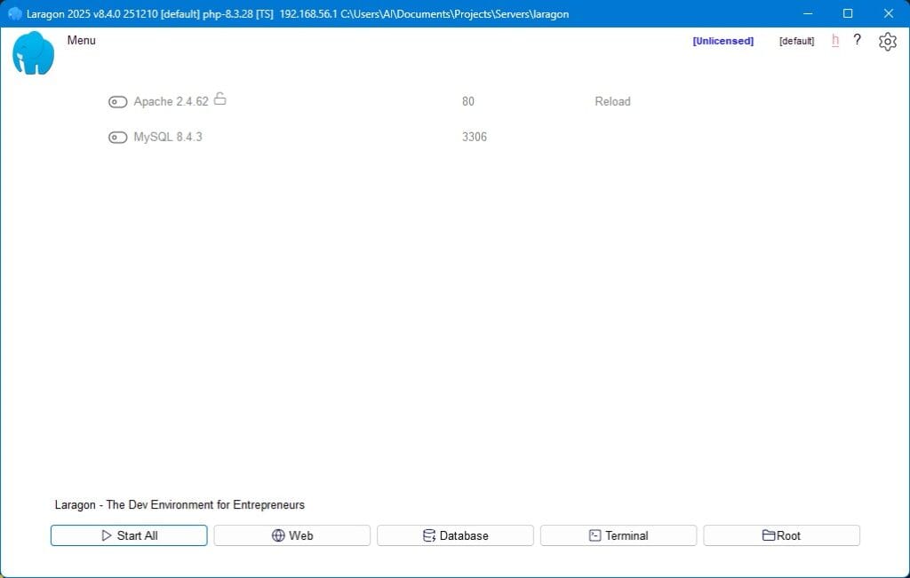 control panel laragon