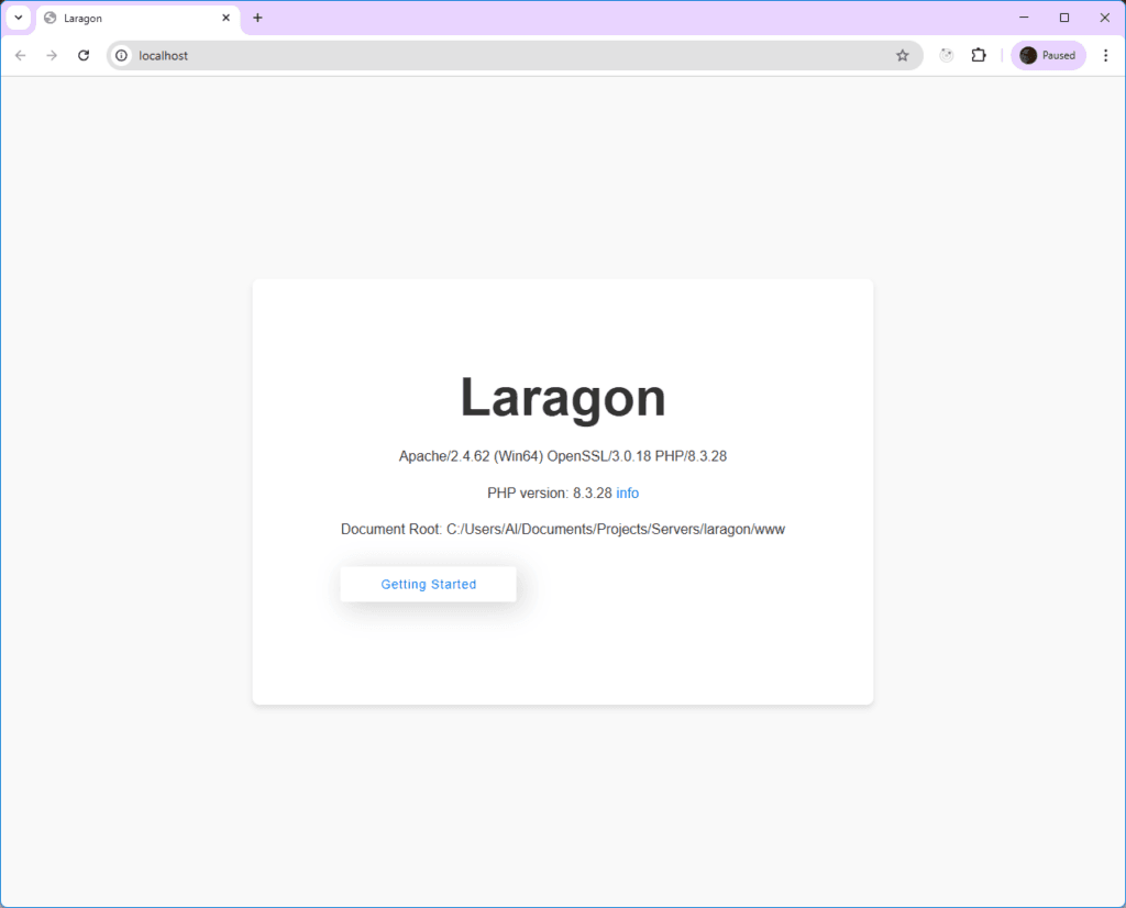 cek website di lokalhost